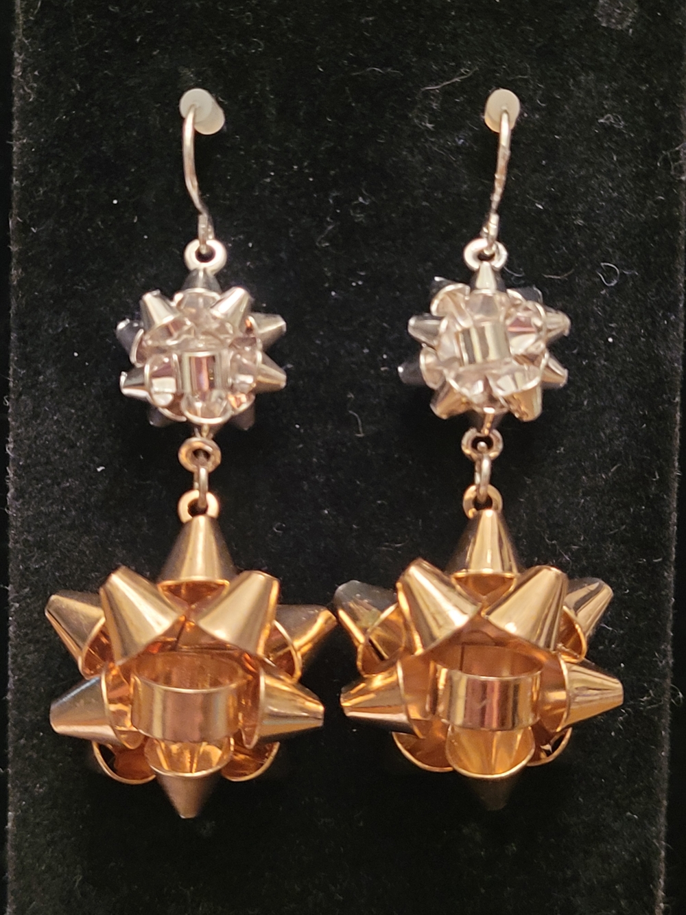 Gold And Silver Tone Festive Bow Drop Earrings - Women Jewelry